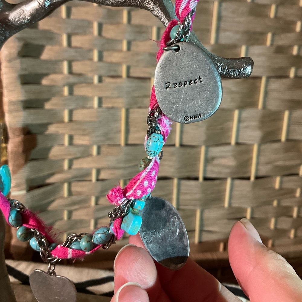 Handcrafted Bandana Reclaimed Charm Necklace - Picture 4 of 7